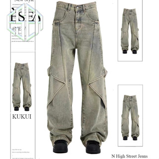 Quần jean Esea dài dáng rộng phong cách retro đường phố mỹ thời trang thường ngày mới dành cho nam và nữ