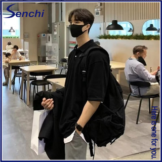 Áo sơ mi Senchi Polo nam ngắn tay áo thun đa năng áo rộng thoáng khí cotton T
