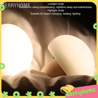 BerryHome Đèn Nấm Silicone Tát Âm Trần Sạc Hình Ngủ Cho Con Bú Mầm Non Phòng Quà Tặng