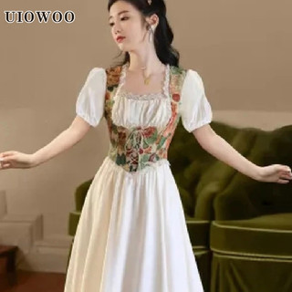 Váy hoa cổ điển Uiowoo Váy ngọt ngào