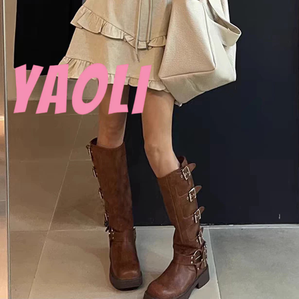 YAOLI Giày Bốt martin Da Thật Đế Dày Phong Cách Cao Bồi Phương Tây Cổ Điển Thời Trang Cho Nữ