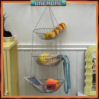 Onemore nhà bếp 3 tầng treo giỏ trái cây dây sắt hoa quả đựng đồ cho trong ngoài trời