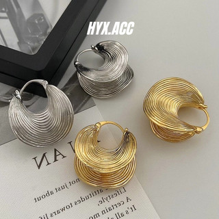 Bông tai nữ retro cá tính sọc nhẫn bông tai vòng bông tai