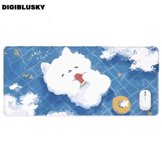 DIGIBLUSKY Mèo Trắng Trong Biển Xanh Miếng Lót Chuột Cao Su Chống Trơn Trượt Miếng Lót Bàn Lớn Thảm 800 * 300 MM
