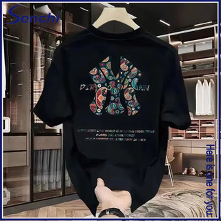 Áo thun Senchi Hợp Thời Trang Thương Hiệu Mới Nam Rời Cổ Tròn Lớn Internet Đáy Đỏ Top