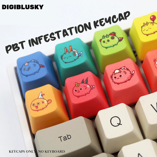 DIGIBLUSKY Dễ Thương Cầu Vồng Series Quái Vật Nhỏ Keycap Mèo Bàn Phím Cơ Móc Khóa Cho Bàn Phím Cơ Trục Chữ Thập