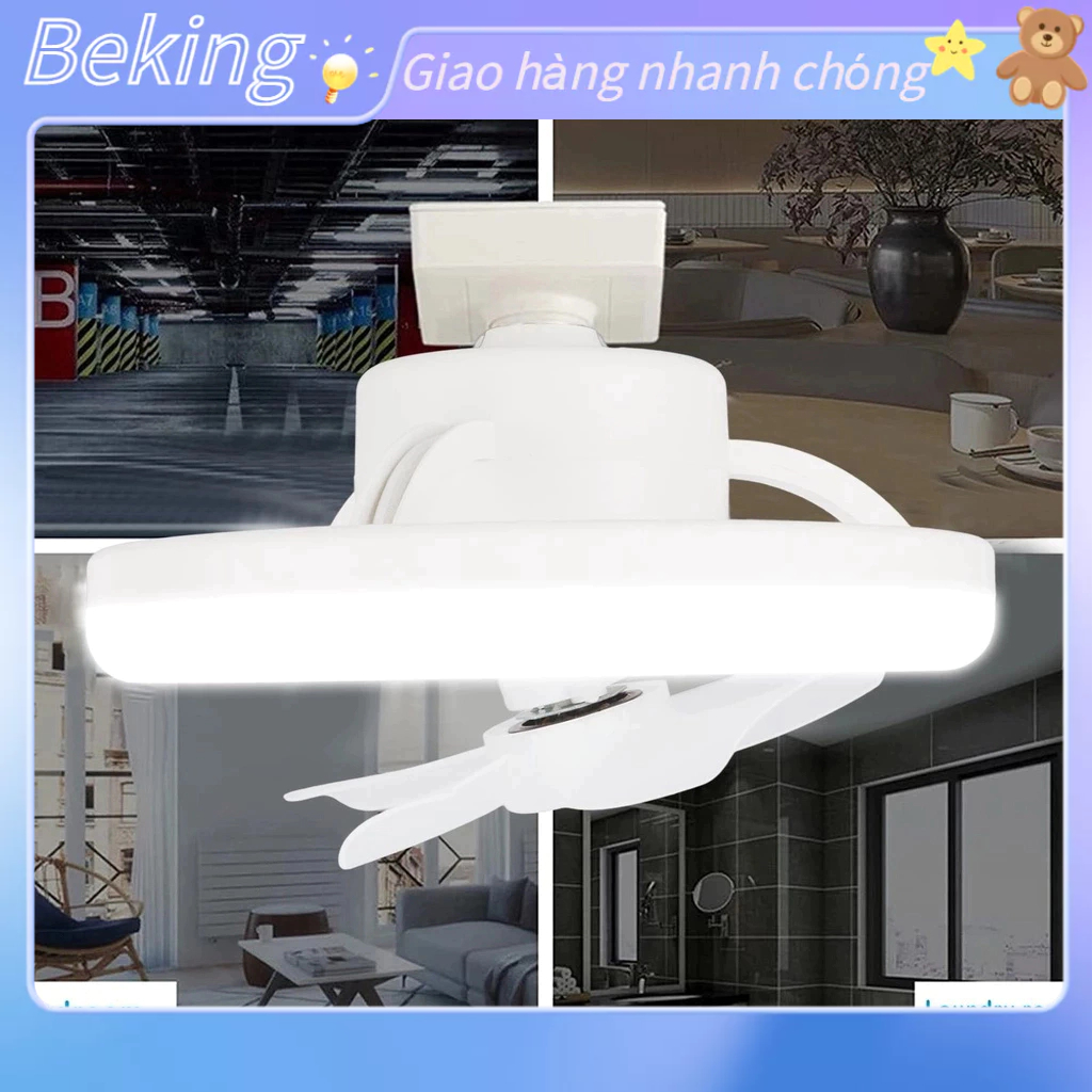 Quạt Trần Xoay 360 Độ Điều Chỉnh Sáng E27 Đèn LED 5 Lưỡi 48W Có Khiển Từ Xa Cho Garage 85‑265V Beking