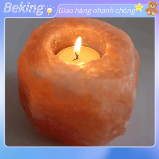 *[Hàng Sẵn] Đế Nến Đá Muối Himalaya Phong Thuỷ, Đèn Đá Muối Thanh Lọc Không Khí, Để Trang Trí Bàn Làm Việc, Phòng Thiền Beking E.