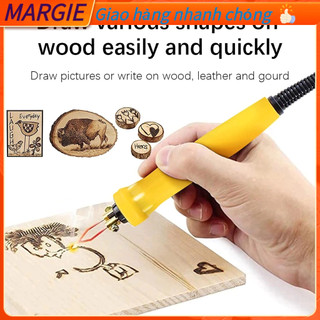 Bộ dụng cụ đốt gỗ điều nhiệt chuyên nghiệp Pyrography Khắc Bút sắt điện MARGIE