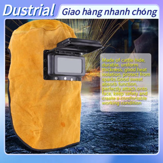 [Hàng Sẵn] 1 Mũ Bảo Hộ Bằng Da Thoáng Khí Có Kính Bảo Hộ Khi Hàn, Mặt nạ bảo vệ mũ hiểm hàn thoáng khí bền chất lượng tốt với ống kính Dustrial C.