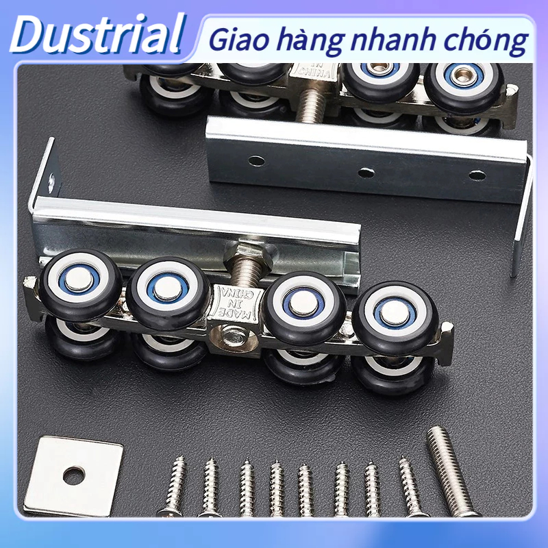 1 Cặp 8 Bánh Xe Cửa Trượt Con Lăn Phần Cứng Treo Đường Sắt Im Lặng Dustrial