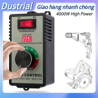 [Hàng Sẵn] AC Bộ Điều Khiển Tốc Độ Động Cơ Quạt Điện Biến Đổi Với 10A Ổ Cắm Đa Năng Phích EU AC220 Đến 240V 4000W Dustrial