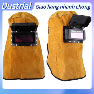 [Hàng Sẵn] 1 Mũ Bảo Hộ Bằng Da Thoáng Khí Có Kính Bảo Hộ Khi Hàn, Mặt nạ bảo vệ mũ hiểm hàn thoáng khí bền chất lượng tốt với ống kính Dustrial C.