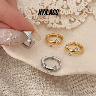 Bông tai nữ đơn giản sáng bóng zircon bông tai tròn mini bông tai nhỏ vòng bông tai
