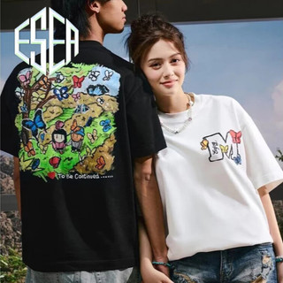 Áo thun nam ESEA tay ngắn phong cách mới vườn bướm đi dạo tay ngắn phong cách Unisex quần áo cặp đôi