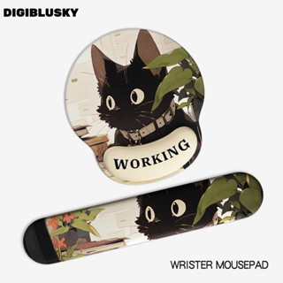 DIGIBLUSKY Làm VIỆC Miếng Lót Chuột Mèo Đen + Bộ Bàn Phím Miếng Lót Cổ Tay Chuột + Bộ Hỗ Trợ Bàn Phím