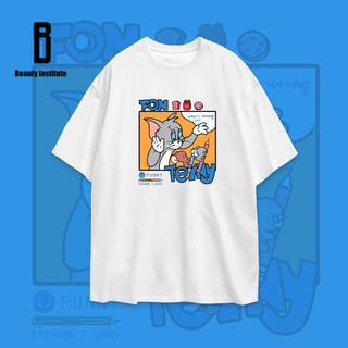 Áo thun cotton tay ngắn in Tom and Jerry phong cách Hàn Quốc thời trang cặp đôi