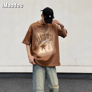 iMaodou 100% Cotton Mỹ Retro Niche Hợp Thời Trang Cặp Đôi Áo Thun Tay Ngắn Nam Mùa Hè Phong Cách Mới Rời In Hình Áo Thun