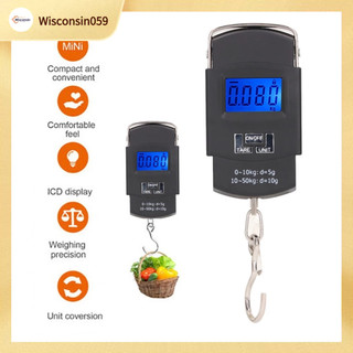  Cân Điện Tử Di Động Cân Hành Lý Di Động Câu Cá Mua Sắm Móc Mini Palm Scale 50Kg Cân Điện Tử Cân Móc 【Wisconsin059】