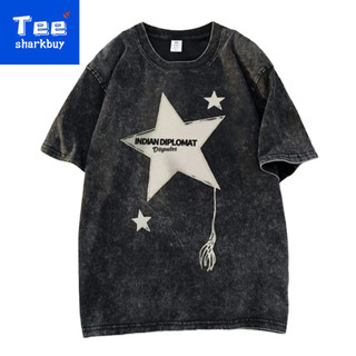 Áo thun TEESHARKBUY 100% Cotton tay ngắn dáng rộng in chữ phong cách hip hop đường phố mỹ cá tính cho nam nữ Unisex M-4XL