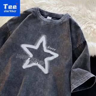Giặt Cotton 100% Cotton Áo Thun Nam In Hình Tay Ngắn Top Nam Nữ Cùng Phong Cách Kích Thước Lớn