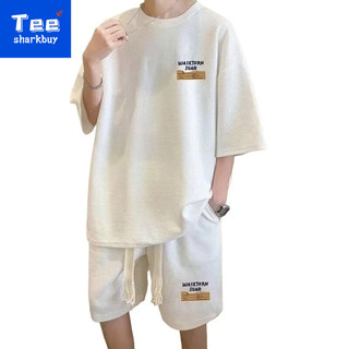 Bộ đồ bánh quế 2024 Quần Short ngắn tay thời trang mới Bộ hai mảnh nam mùa hè