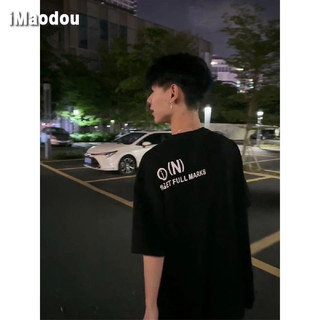 iMaodou Dạo Phố Đen Mỹ Cotton Nặng Áo Thun Ngắn Tay Nam Nữ Chữ Phiên Bản Rời Nửa Tay Phù Hợp Với Quần Áo Hàng Đầu Thường Ngày