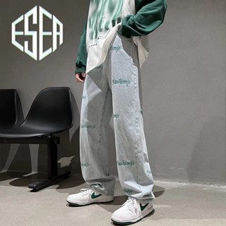 Quần jean nam ESEA Quần jean thêu chữ thường ngày đường phố cao cấp Mỹ