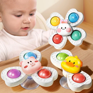 WISLEO Set 3 con quay spinner dính tường cho bé, chong chóng dán tường hình động vật vịt, thỏ, sư tử đáng yêu