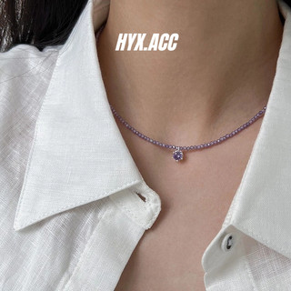 Vòng cổ nữ mùa hè Vòng cổ hạt pha lê tím nhẹ nhàng