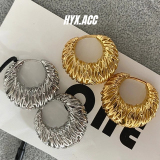  Bông Tai Nữ Nhẹ Sang Trọng Lạnh Phóng Đại Phong Cách Vàng 18K Nhẫn Bông Tai Bông Tai Tròn 