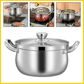 Durable Stainless Steel Pot for Cooking Soup Veggies Noodles 24CM Size#DELA