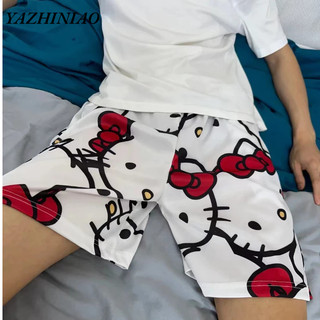 Yazhiniao Quần Short Nam Mỹ Retro Hello Kitty In Hình Hoạt Hình Rời Đi Biển Thể Thao Quần Thường Ngày