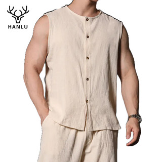 Áo vest nam HANLU cotton mỏng và vải lanh thoáng khí thân thiện với da đơn giản đơn giản hàng đầu