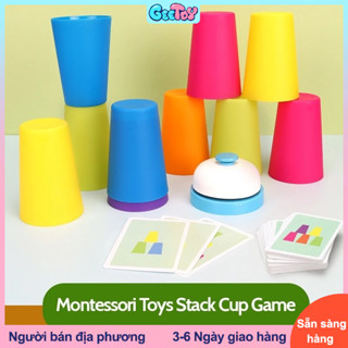GeeToy Đồ chơi Montessori Xếp chồng Trò chơi Cốc có thẻ Khai sáng trí tuệ Màu sắc Nhận thức Logic Đào tạo Đồ chơi giáo dục trẻ em