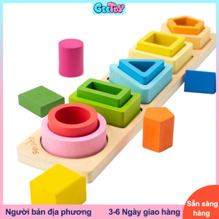 GeeToy Chuyển Đổi Cầu Vồng Xếp Hình Montessori Phân Loại Bằng Gỗ Xếp Chồng Đồ Chơi Cho Bé Tập Đi Đồ Chơi Giáo Dục Hình Dạng Phân Loại Màu Quà Tặng Mầm Non