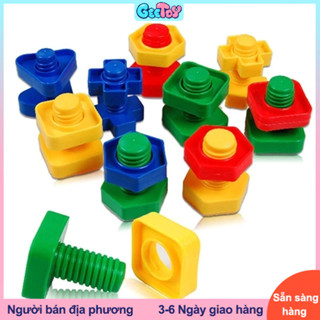 GeeToy 10 Bộ Vít Khối Xây Dựng Nhựa Chèn Khối Hình Hạt Đồ Chơi Montessori Đồ Chơi Đồ Chơi Giáo Dục Cho Trẻ Em