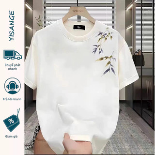 Yisange Áo thun cotton nguyên chất đẹp trai Mỹ hợp thời trang và đẹp trai