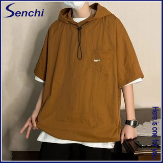 Áo thun nam Senchi mùa hè phong cách Hàn Quốc tay ngắn dáng rộng hợp thời trang