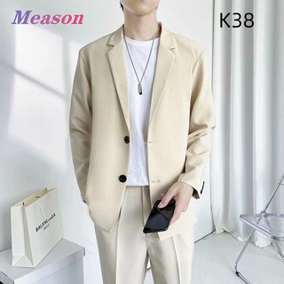 Meason Áo Blazer nam Phong cách mỏng Áo Blazer nam thời trang Áo Blazer đen K38