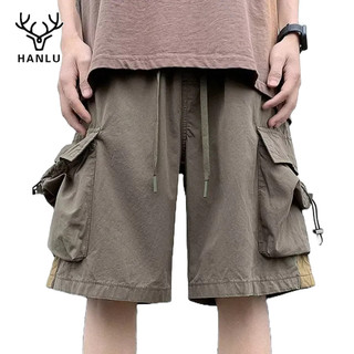 Quần short nam HANLU, quần crop kiểu cổ điển, đơn giản, đơn giản, nhanh khô, quần crop có túi