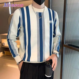 Áo len nam Meson hàn quốc cổ tròn sọc 400g Chất lượng cao, dày, mềm và cực kỳ ấm áp 1màu M-3XL B109