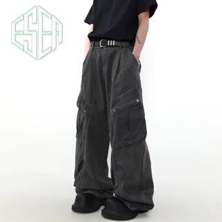 Quần jean nam ESEA American retro dáng rộng thiết kế đường phố cao cấp giản dị quần yếm thẳng