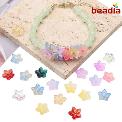 10 Cái / túi 13x12 Mm Hoa Thủy Tinh Hạt Màu Gradient Hạt Hoa Nhọn Quyến Rũ Cho Bông Tai Vòng Tay DIY Trang Sức Thủ Công Làm