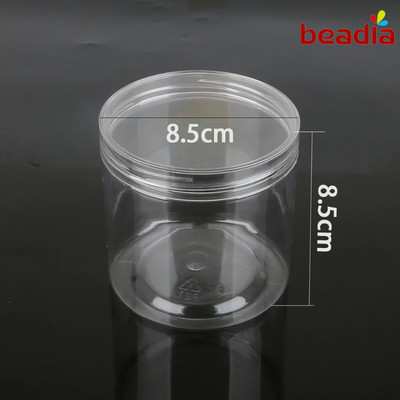 1 Cái / lốc Thực Tế Tròn Trong Suốt Nhựa Trống Hộp Bảo Quản Hạt / Nút / Kim Cương Giả Lưu Trữ Nồi Dia 8.5cm 280 / 360ml