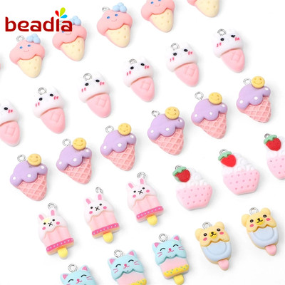 Mặt dây chuyền BEADIA hình que kem bằng nhựa resin DIY cao cấp mới