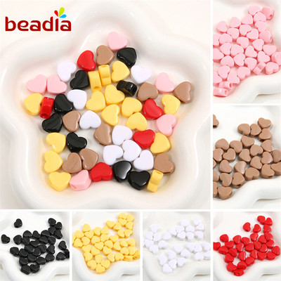 [14x12mm] 30 Hạt Trái Tim Acrylic Màu Trơn Lỗ Lớn Rời Miếng Đệm Hạt Cho DIY Handmade Vòng Tay Vòng Cổ Móc Khóa Trang Sức Làm Phụ Kiện