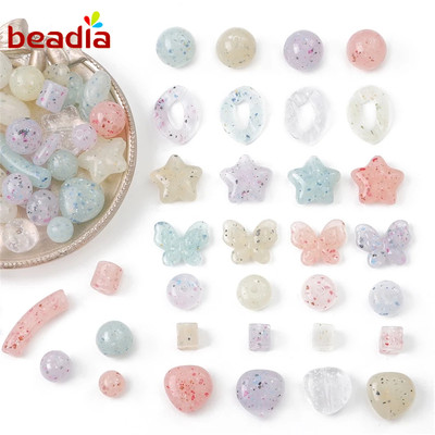 Hạt tròn BEADIA bằng acrylic hình hoa anh đào dùng làm trang sức DIY