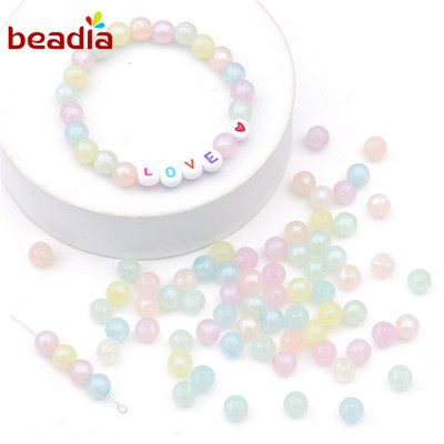 Hạt xỏ Beadia bằng acrylic cỡ 6mm nhiều màu sắc làm đồ trang sức thủ công DIY