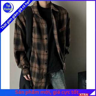 Paulweekend nam mỹ kẻ sọc áo sơ mi cao cấp phong cách nhật bản retro áo sơ mi cặp đôi áo khoác